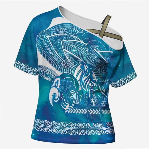 Kuri Dog Waka New Zealand Matariki Cross Shoulder Shirt Ocean Sharks Maori Tattoo