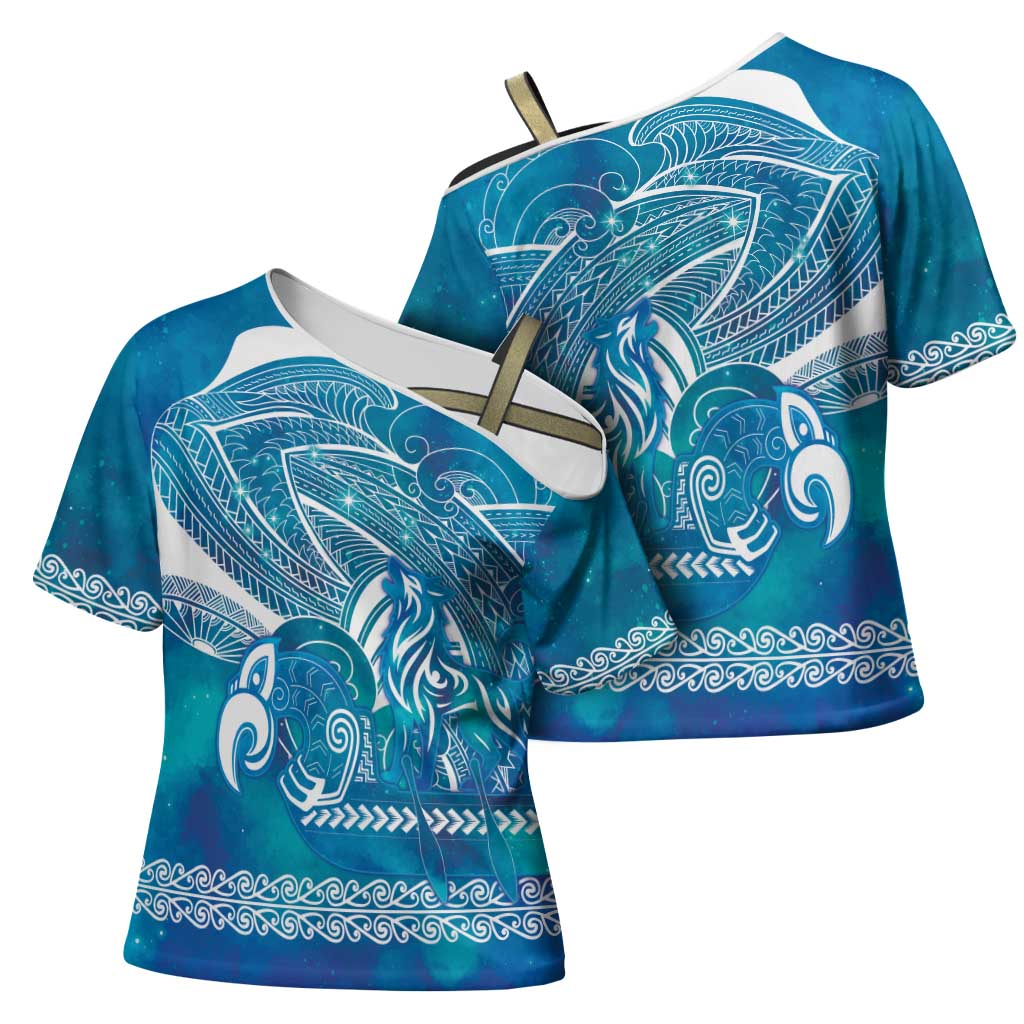 Kuri Dog Waka New Zealand Matariki Cross Shoulder Shirt Ocean Sharks Maori Tattoo