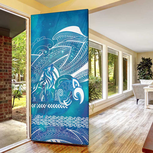 Kuri Dog Waka New Zealand Matariki Door Cover Ocean Sharks Maori Tattoo