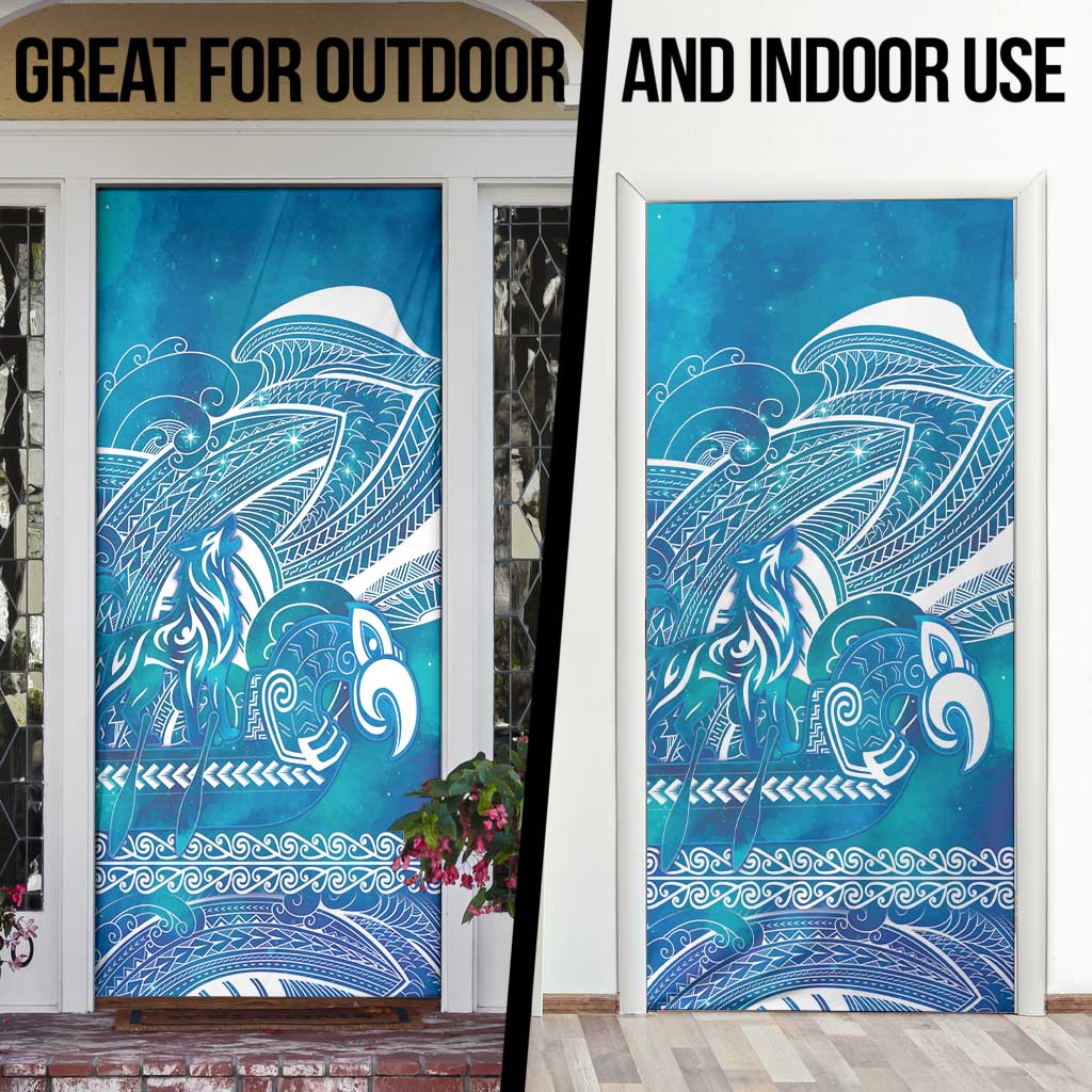 Kuri Dog Waka New Zealand Matariki Door Cover Ocean Sharks Maori Tattoo