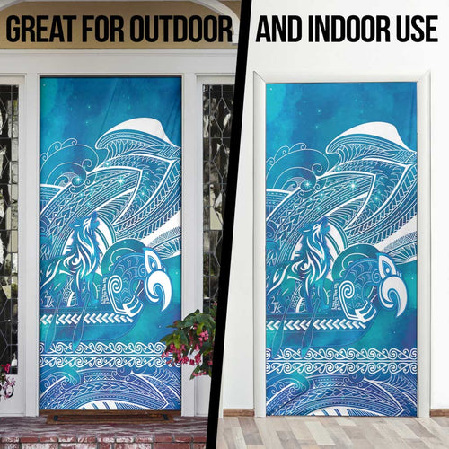 Kuri Dog Waka New Zealand Matariki Door Cover Ocean Sharks Maori Tattoo