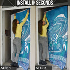 Kuri Dog Waka New Zealand Matariki Door Cover Ocean Sharks Maori Tattoo