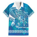 Kuri Dog Waka New Zealand Matariki Family Matching Off Shoulder Short Dress and Hawaiian Shirt Ocean Sharks Maori Tattoo
