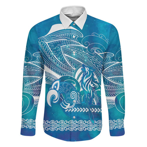 Kuri Dog Waka New Zealand Matariki Family Matching Off Shoulder Short Dress and Hawaiian Shirt Ocean Sharks Maori Tattoo