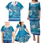 Kuri Dog Waka New Zealand Matariki Family Matching Puletasi and Hawaiian Shirt Ocean Sharks Maori Tattoo