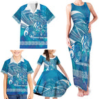 Kuri Dog Waka New Zealand Matariki Family Matching Tank Maxi Dress and Hawaiian Shirt Ocean Sharks Maori Tattoo