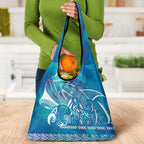 Kuri Dog Waka New Zealand Matariki Grocery Bag Ocean Sharks Maori Tattoo