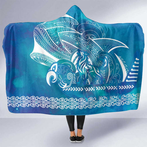 Kuri Dog Waka New Zealand Matariki Hooded Blanket Ocean Sharks Maori Tattoo