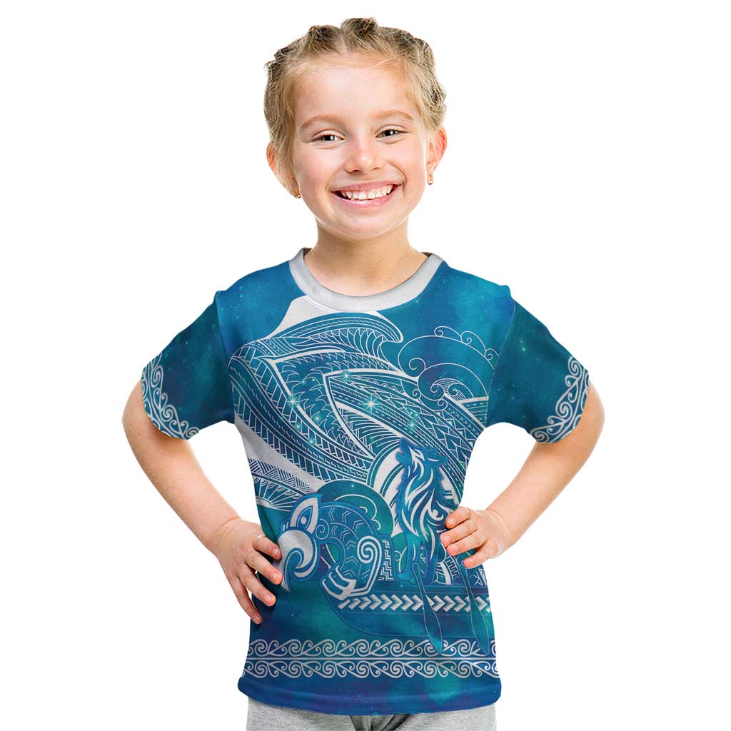 Kuri Dog Waka New Zealand Matariki Kid T Shirt Ocean Sharks Maori Tattoo