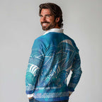 Kuri Dog Waka New Zealand Matariki Long Sleeve Polo Shirt Ocean Sharks Maori Tattoo
