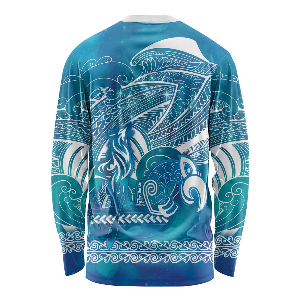 Kuri Dog Waka New Zealand Matariki Long Sleeve Shirt Ocean Sharks Maori Tattoo