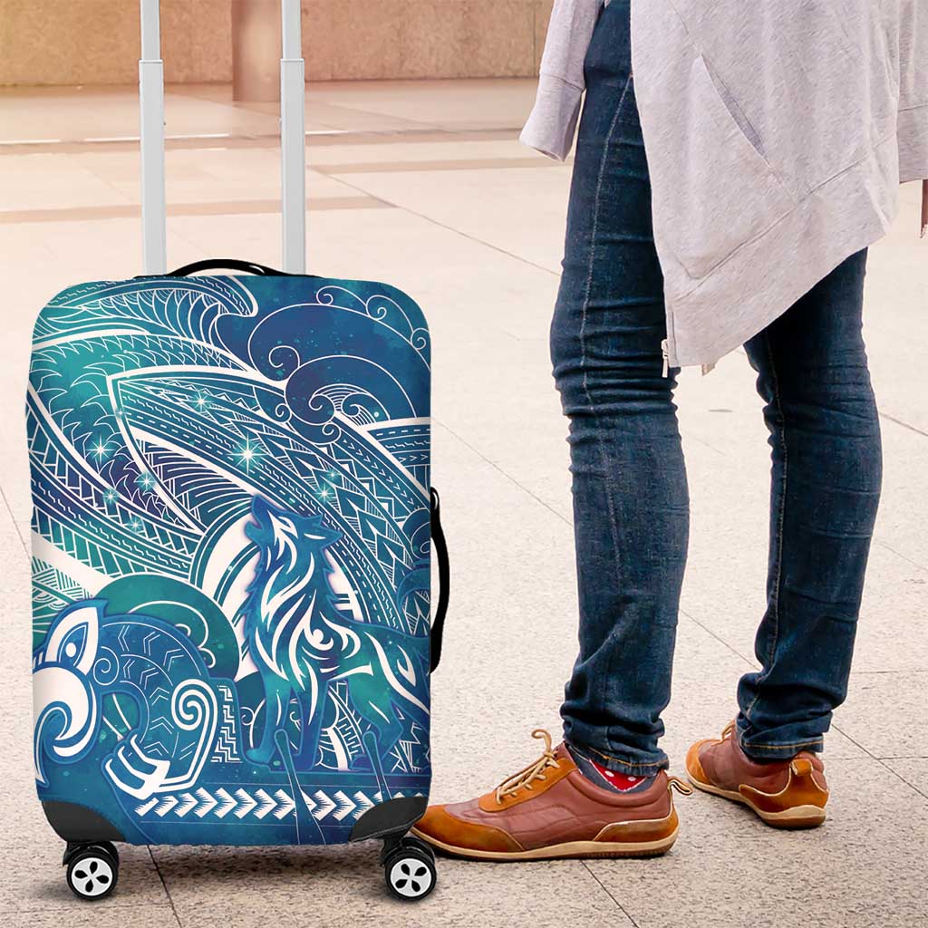 Kuri Dog Waka New Zealand Matariki Luggage Cover Ocean Sharks Maori Tattoo