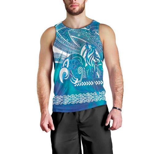 Kuri Dog Waka New Zealand Matariki Men Tank Top Ocean Sharks Maori Tattoo