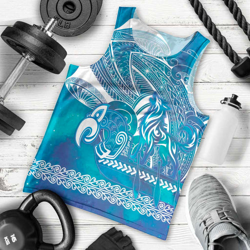 Kuri Dog Waka New Zealand Matariki Men Tank Top Ocean Sharks Maori Tattoo