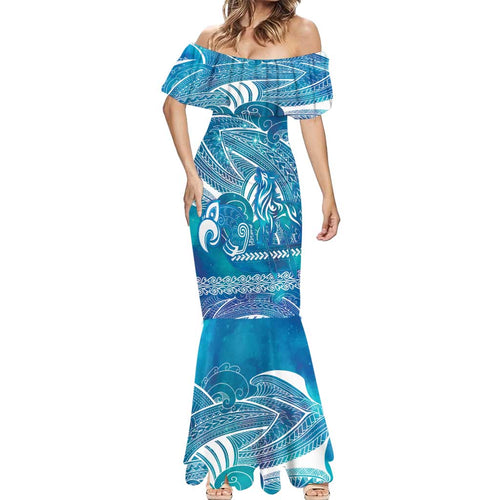 Kuri Dog Waka New Zealand Matariki Mermaid Dress Ocean Sharks Maori Tattoo