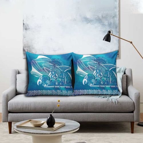 Kuri Dog Waka New Zealand Matariki Pillow Cover Ocean Sharks Maori Tattoo