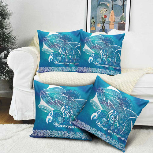 Kuri Dog Waka New Zealand Matariki Pillow Cover Ocean Sharks Maori Tattoo
