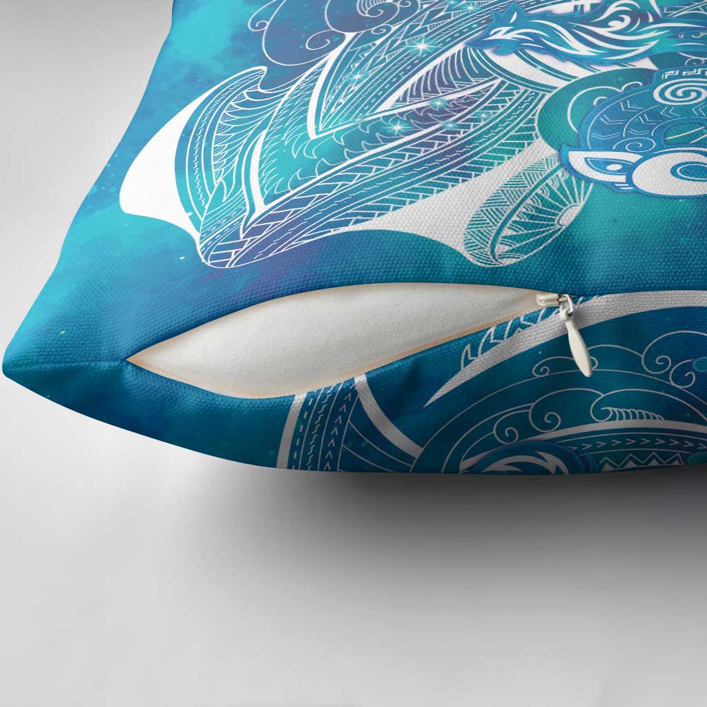 Kuri Dog Waka New Zealand Matariki Pillow Cover Ocean Sharks Maori Tattoo