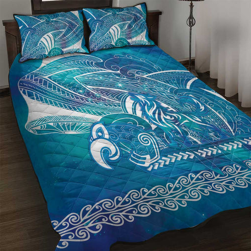 Kuri Dog Waka New Zealand Matariki Quilt Bed Set Ocean Sharks Maori Tattoo