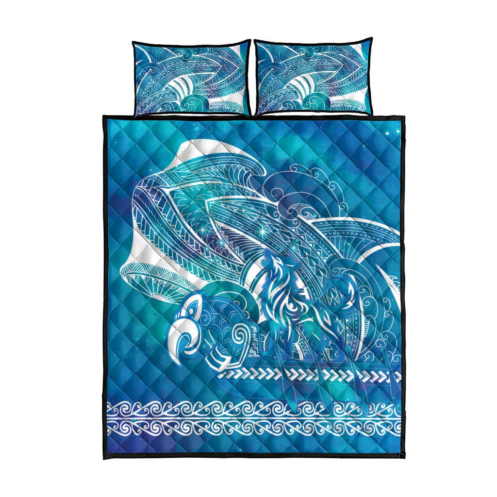 Kuri Dog Waka New Zealand Matariki Quilt Bed Set Ocean Sharks Maori Tattoo