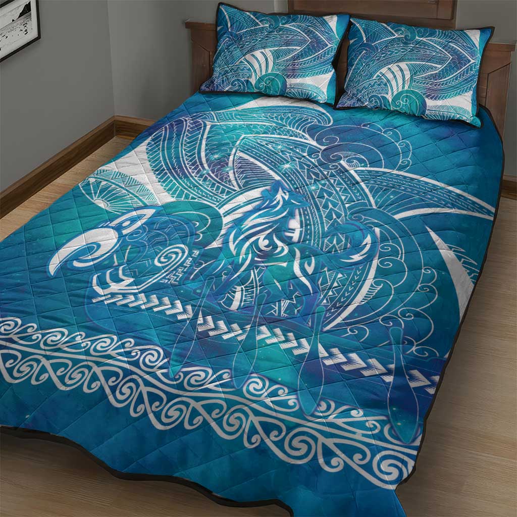 Kuri Dog Waka New Zealand Matariki Quilt Bed Set Ocean Sharks Maori Tattoo