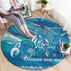 Kuri Dog Waka New Zealand Matariki Round Carpet Ocean Sharks Maori Tattoo