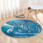 Kuri Dog Waka New Zealand Matariki Round Carpet Ocean Sharks Maori Tattoo