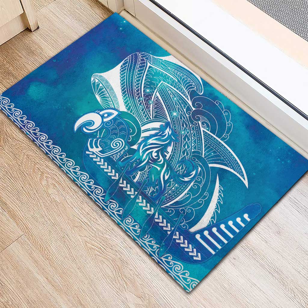 Kuri Dog Waka New Zealand Matariki Rubber Doormat Ocean Sharks Maori Tattoo