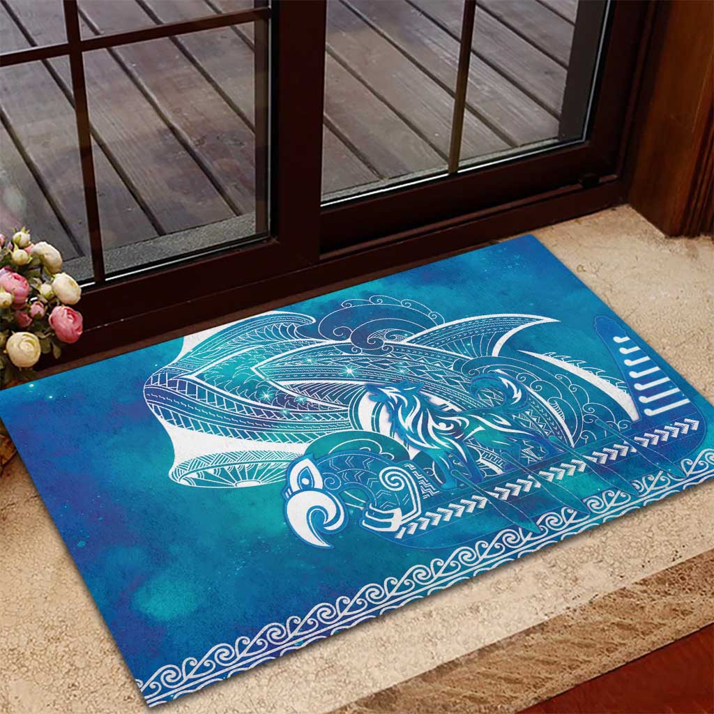 Kuri Dog Waka New Zealand Matariki Rubber Doormat Ocean Sharks Maori Tattoo