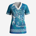 Kuri Dog Waka New Zealand Matariki Scrub Top Ocean Sharks Maori Tattoo