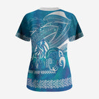 Kuri Dog Waka New Zealand Matariki Scrub Top Ocean Sharks Maori Tattoo