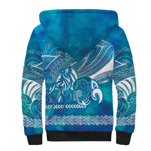 Kuri Dog Waka New Zealand Matariki Sherpa Hoodie Ocean Sharks Maori Tattoo