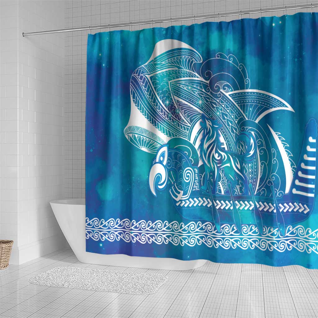 Kuri Dog Waka New Zealand Matariki Shower Curtain Ocean Sharks Maori Tattoo