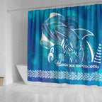 Kuri Dog Waka New Zealand Matariki Shower Curtain Ocean Sharks Maori Tattoo