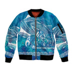 Kuri Dog Waka New Zealand Matariki Sleeve Zip Bomber Jacket Ocean Sharks Maori Tattoo