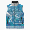 Kuri Dog Waka New Zealand Matariki Sleeveless Puffer Jacket Ocean Sharks Maori Tattoo