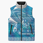 Kuri Dog Waka New Zealand Matariki Sleeveless Puffer Jacket Ocean Sharks Maori Tattoo