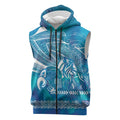 Kuri Dog Waka New Zealand Matariki Sleeveless Zip Hoodie Ocean Sharks Maori Tattoo