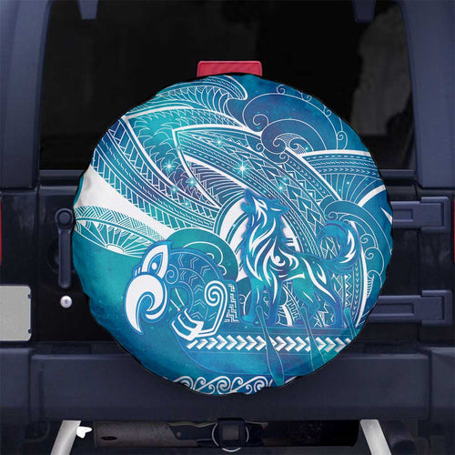 Kuri Dog Waka New Zealand Matariki Spare Tire Cover Ocean Sharks Maori Tattoo