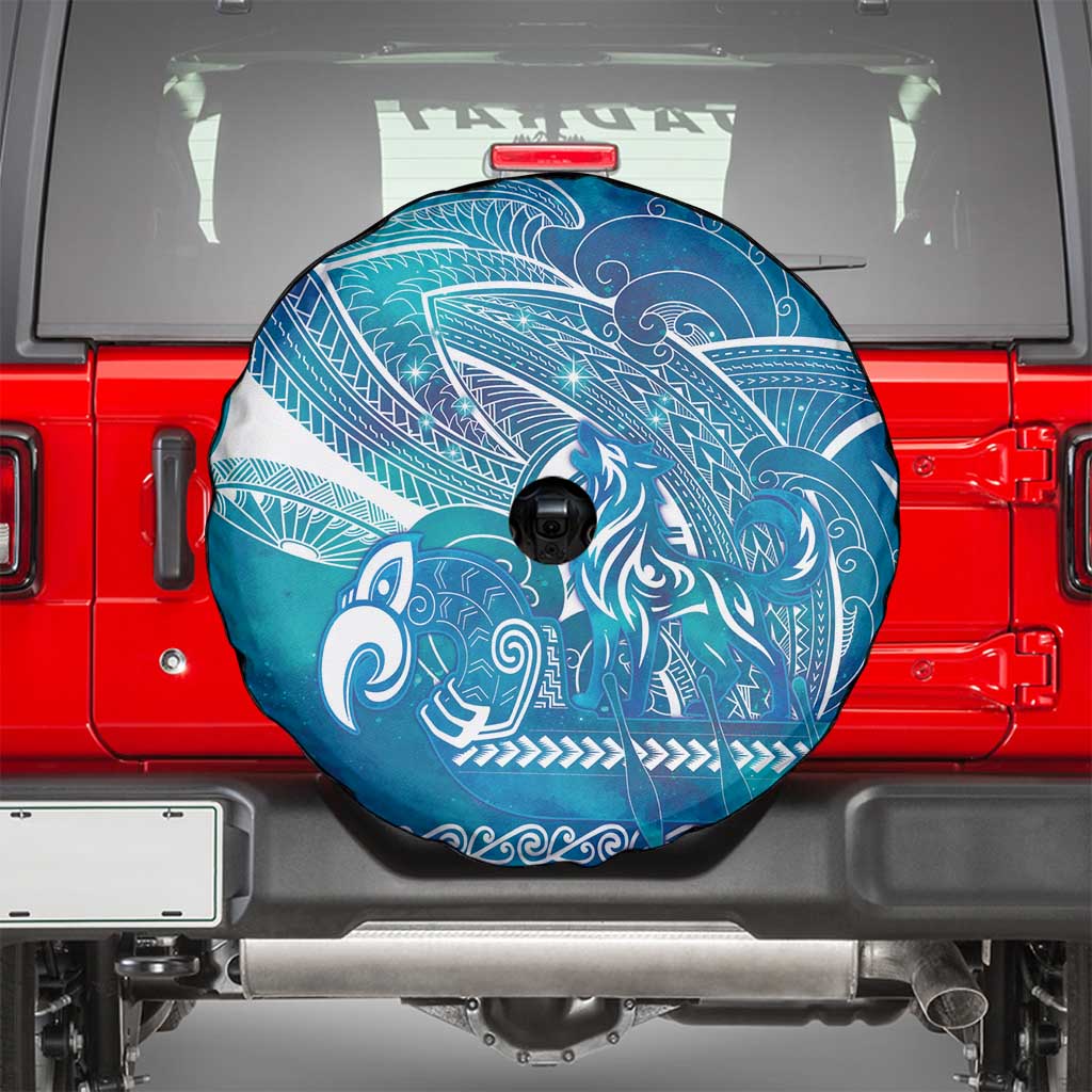 Kuri Dog Waka New Zealand Matariki Spare Tire Cover Ocean Sharks Maori Tattoo