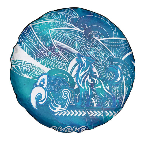 Kuri Dog Waka New Zealand Matariki Spare Tire Cover Ocean Sharks Maori Tattoo