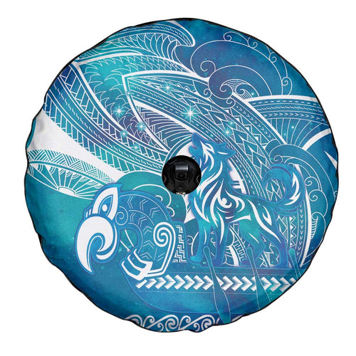 Kuri Dog Waka New Zealand Matariki Spare Tire Cover Ocean Sharks Maori Tattoo