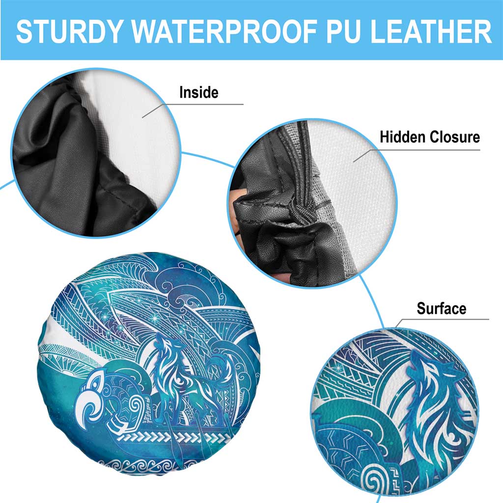 Kuri Dog Waka New Zealand Matariki Spare Tire Cover Ocean Sharks Maori Tattoo