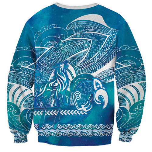 Kuri Dog Waka New Zealand Matariki Sweatshirt Ocean Sharks Maori Tattoo