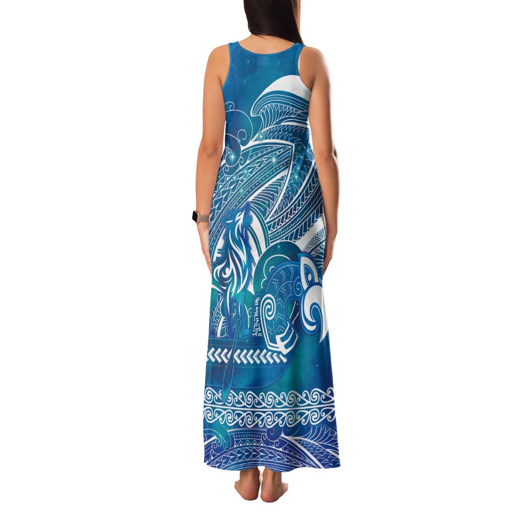 Kuri Dog Waka New Zealand Matariki Tank Maxi Dress Ocean Sharks Maori Tattoo