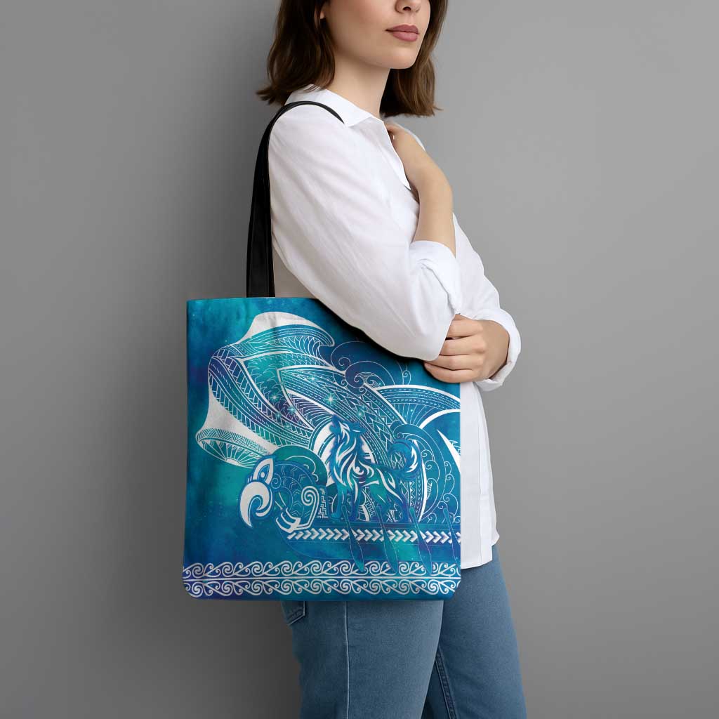 Kuri Dog Waka New Zealand Matariki Tote Bag Ocean Sharks Maori Tattoo
