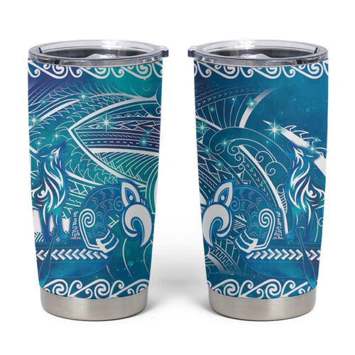 Kuri Dog Waka New Zealand Matariki Tumbler Cup Ocean Sharks Maori Tattoo