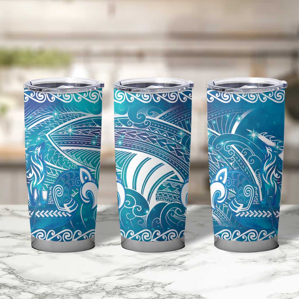 Kuri Dog Waka New Zealand Matariki Tumbler Cup Ocean Sharks Maori Tattoo