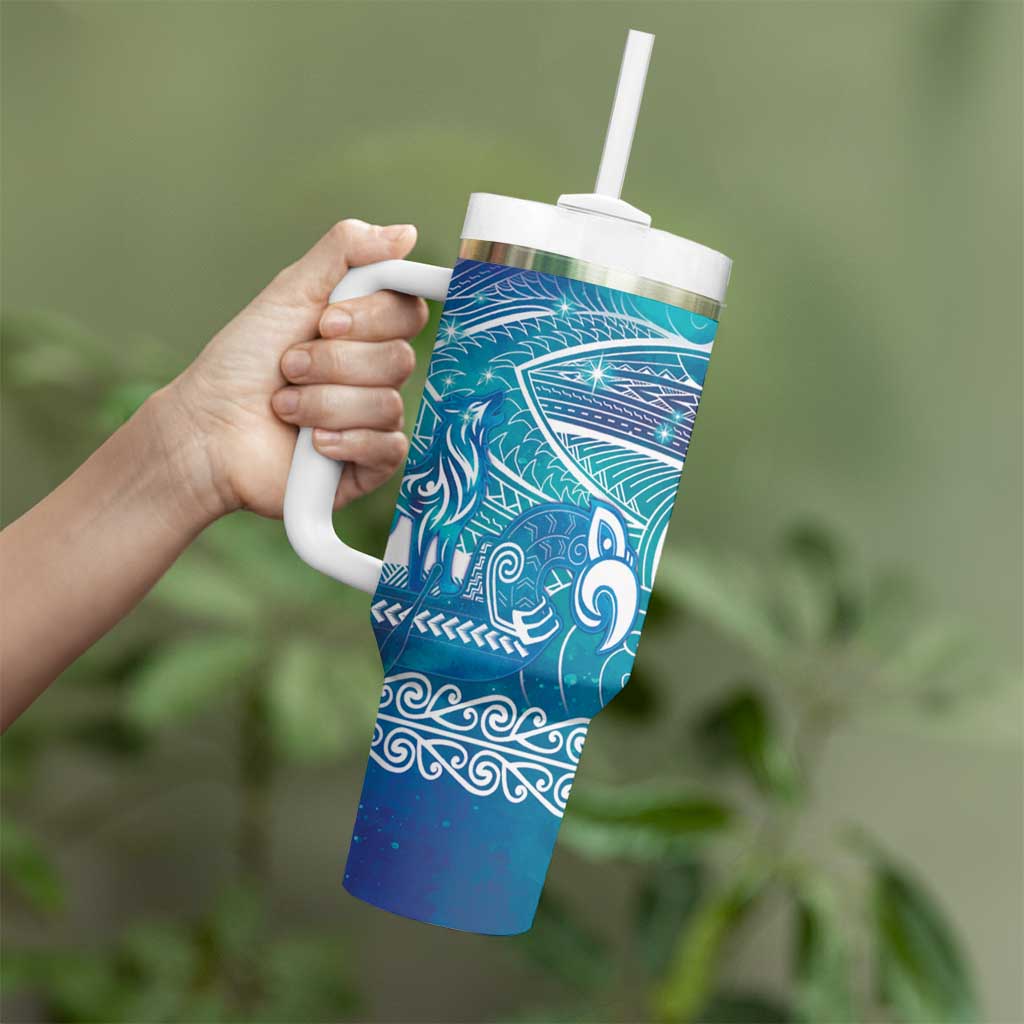 Kuri Dog Waka New Zealand Matariki Tumbler With Handle Ocean Sharks Maori Tattoo