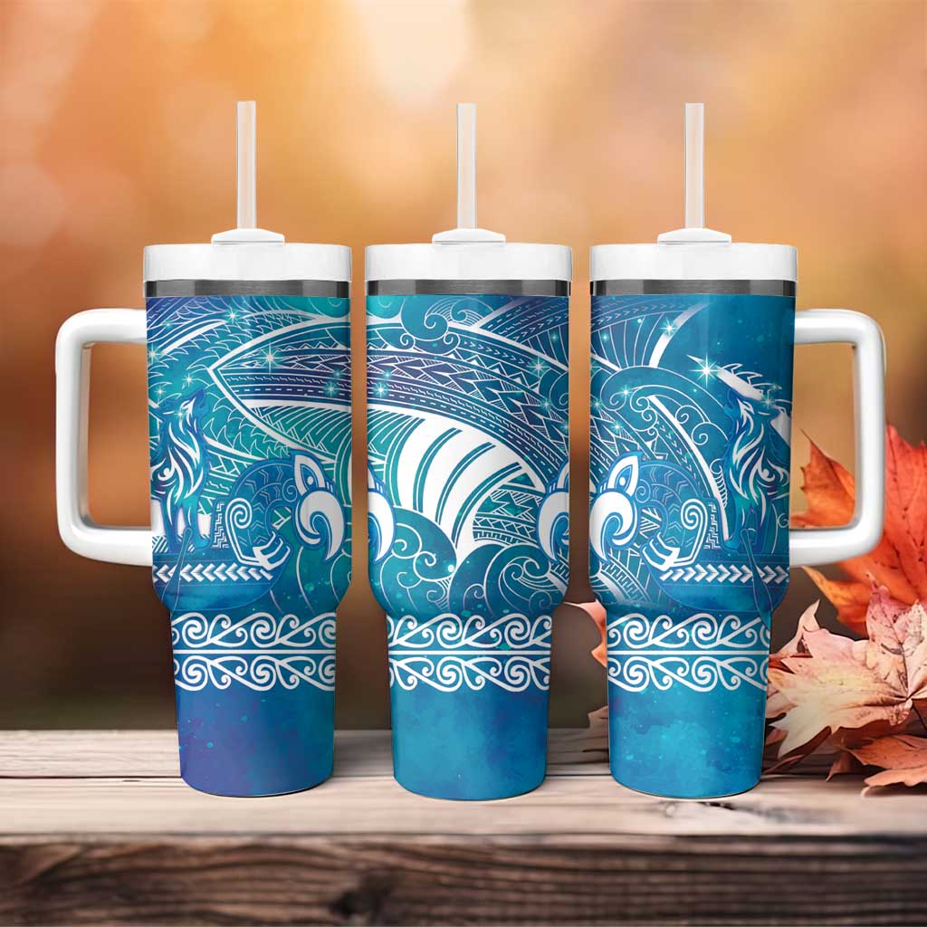 Kuri Dog Waka New Zealand Matariki Tumbler With Handle Ocean Sharks Maori Tattoo